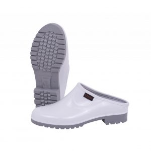 FOOD PROCESSING, MARINA, WHITE GREY SLIP ON CLOG + NITRILE