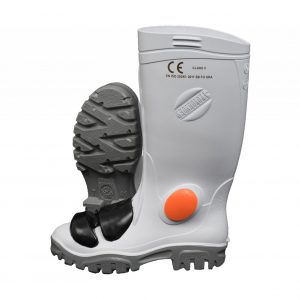 MINING, SHOSHOLOZA, WHITE GREY STEEL TOE + METATARSAL PROTECTOR GUMBOOT