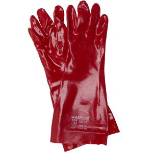 GLOVE RED LIGHT DUTY PVC LONG POLONY